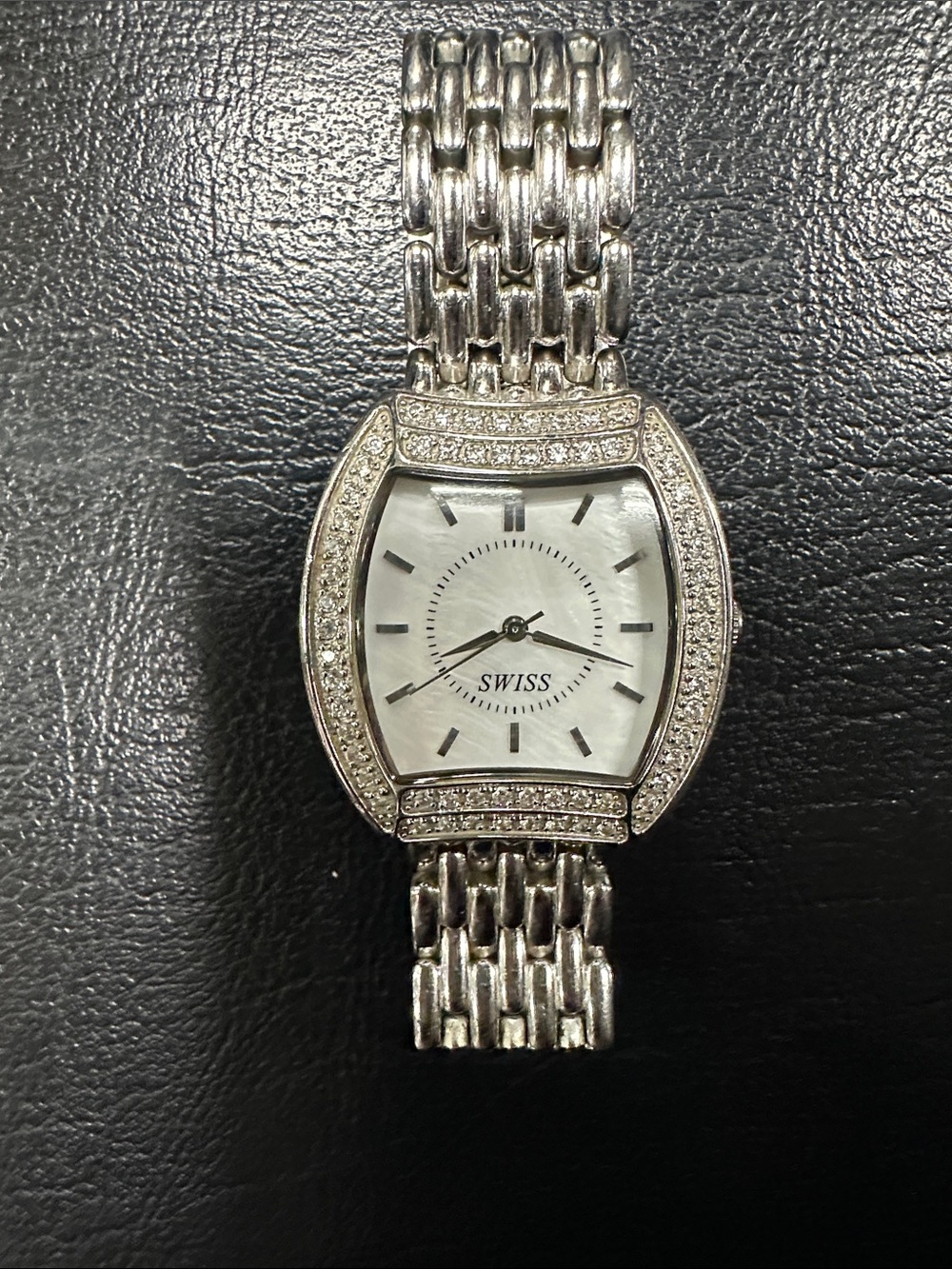 DMQ Swiss Silver-Tone Women's Crystal Accent Bracelet Watch - Need battery